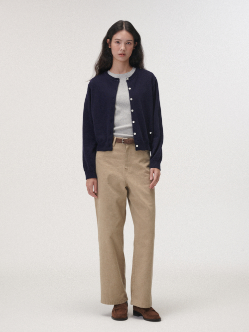 Camel round cardigan (Navy)