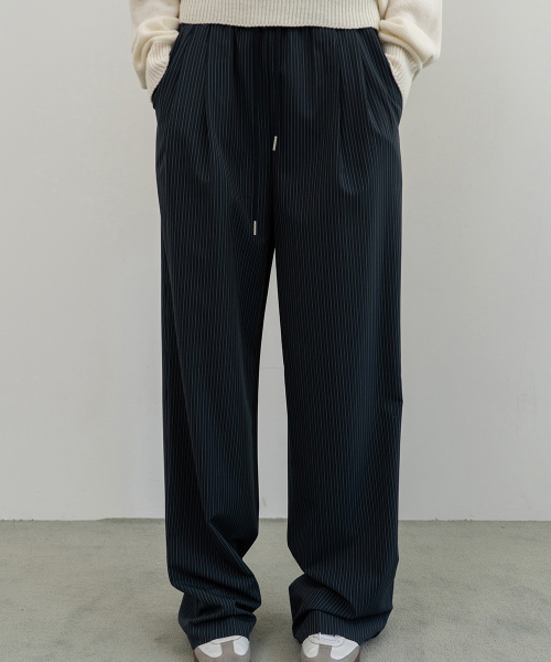 Oil stripe pants - Navy