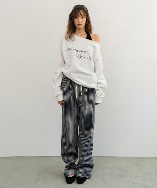 Rope stripe pants - Navy