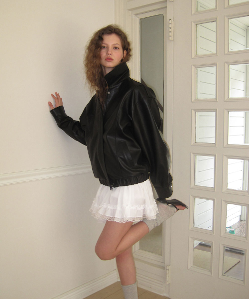 Tail leather blouson - Black