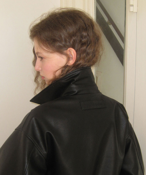 Tail leather blouson - Black