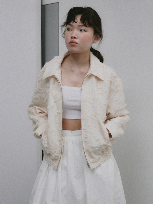 Jacquard blouson (Ivory)