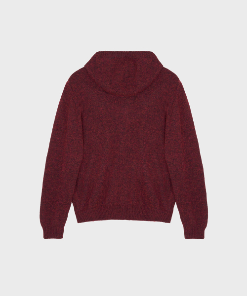 BUTTON UP HOODED KNIT WINE