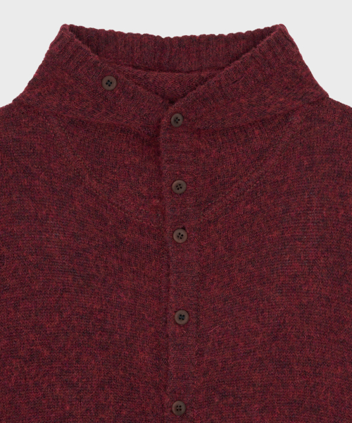 BUTTON UP HOODED KNIT WINE