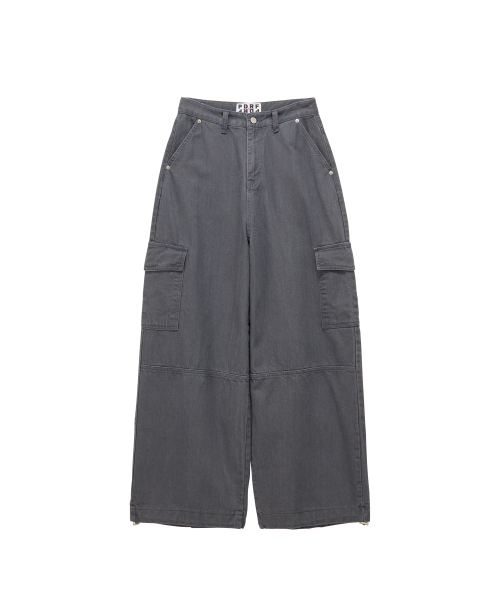 Stone Cargo Wide-Leg Pants (charcoal)