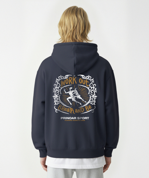 Худи на молнии Running Crew (с начесом на выбор) - Navy