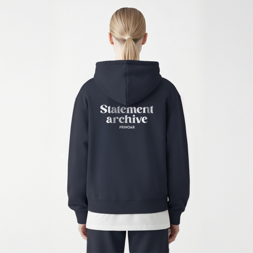 Худи на молнии Statement - Navy (с начесом на выбор)