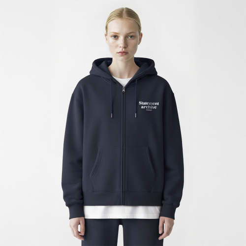 Худи на молнии Statement - Navy (с начесом на выбор)