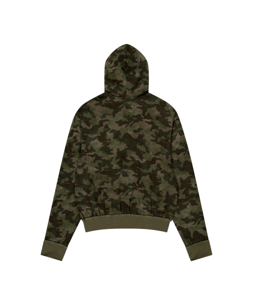 Basic Logo Camouflage Zip-Up Hoodie (Khaki)