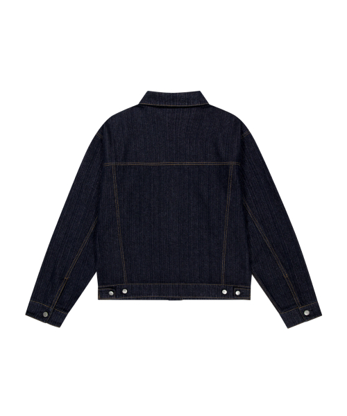 Oblique Pocket Denim Jacket (Dark Blue)