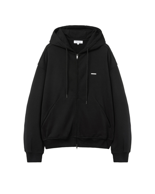 Invisible pocket full zip-up hoodie BLACK