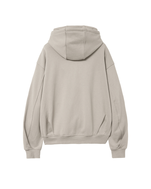 Invisible pocket full zip-up hoodie BEIGE GREY