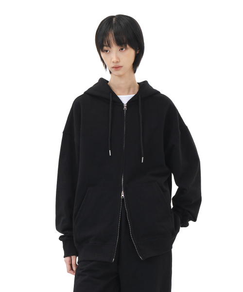 Базовый оверсайз худи на двухсторонней молнии (Black)