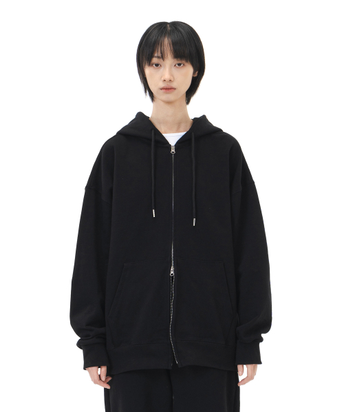 Базовый оверсайз худи на двухсторонней молнии (Black)
