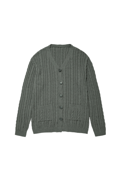 DEINET CABLE CARDIGAN IN CHARCOAL