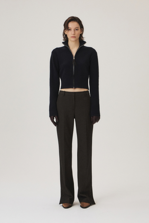 Wool Blend Bootcut Pants, Brown