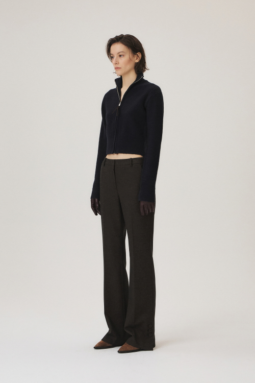 Wool Blend Bootcut Pants, Brown