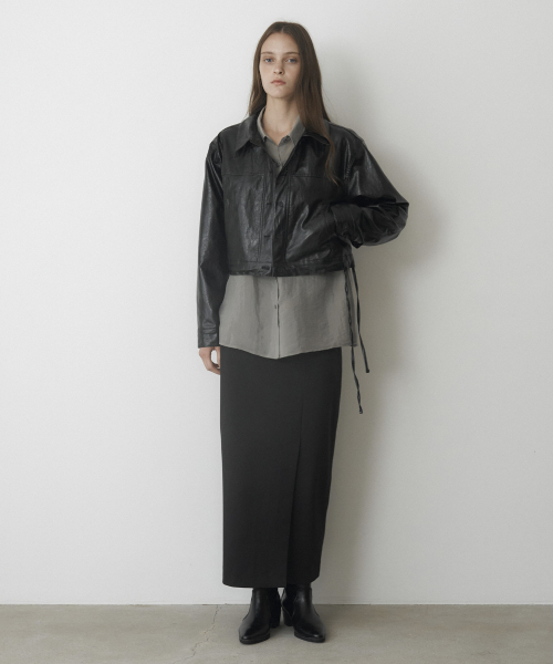 Куртка из искусственной кожи с ремешком [Black]