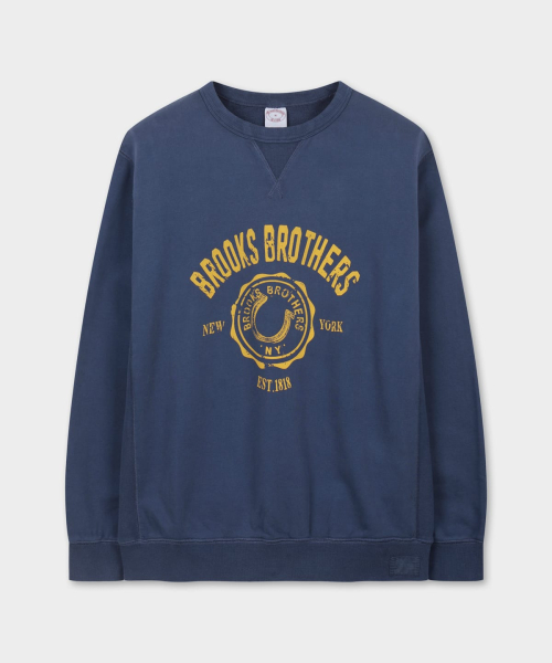 Свитшот с принтом и эффектом варки (Navy) (BBNPMHF303)