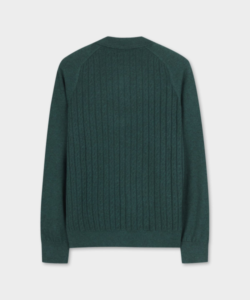 Хлопковый кардиган-поло косами (Green) (BBWCMMF302)