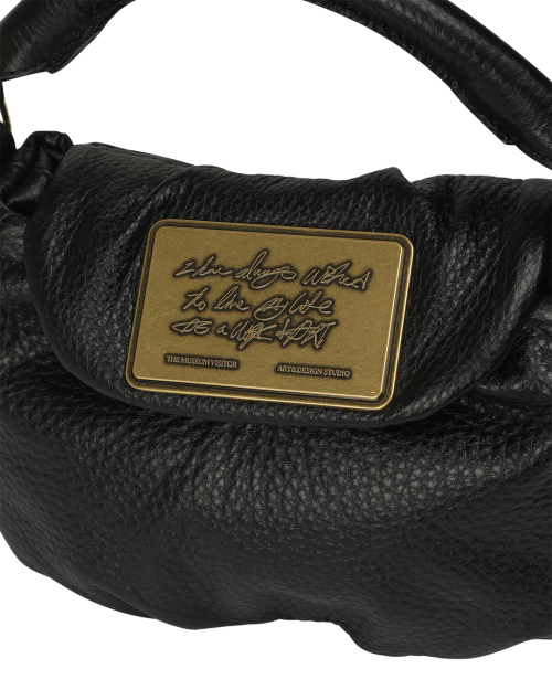 METAL LOGO LEATHER MINIBAG (BLACK)