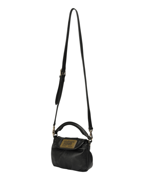METAL LOGO LEATHER MINIBAG (BLACK)