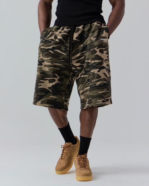 simple logo camo bermuda shorts