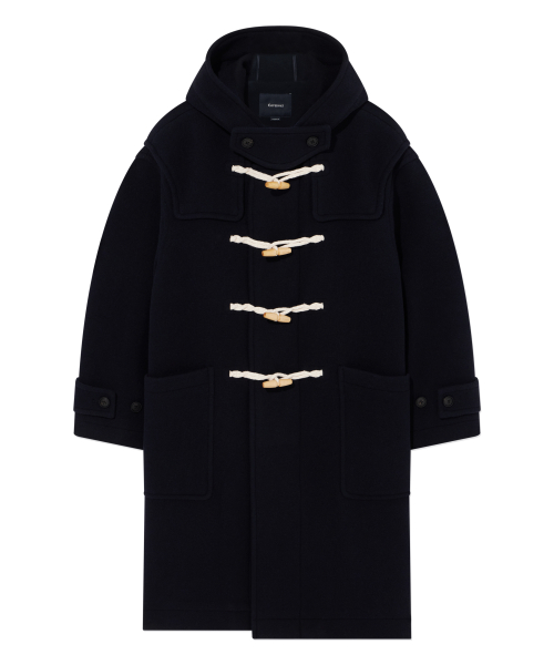 Шерстяной дафлкот с капюшоном Dark Navy