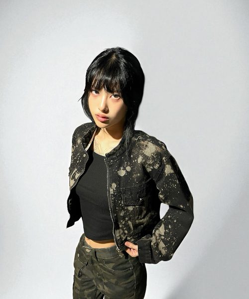 Addicted Wash Crop Denim Jacket (Black)