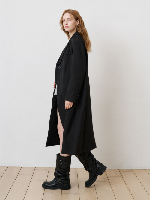 Длинный однобортный жакет оверсайз BLACK