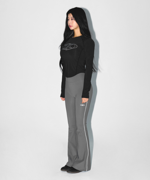 W PIPING FLEECE BOOTS CUT LEGGINGS [CHARCOAL]