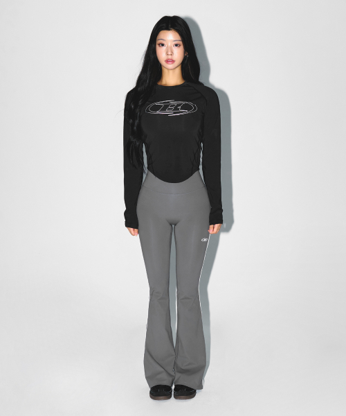 W PIPING FLEECE BOOTS CUT LEGGINGS [CHARCOAL]