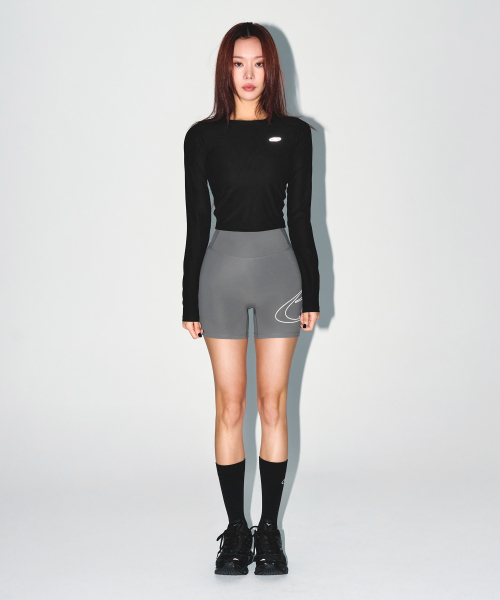 W FITNESS RIBBED LONG SLEEVE [BLACK]