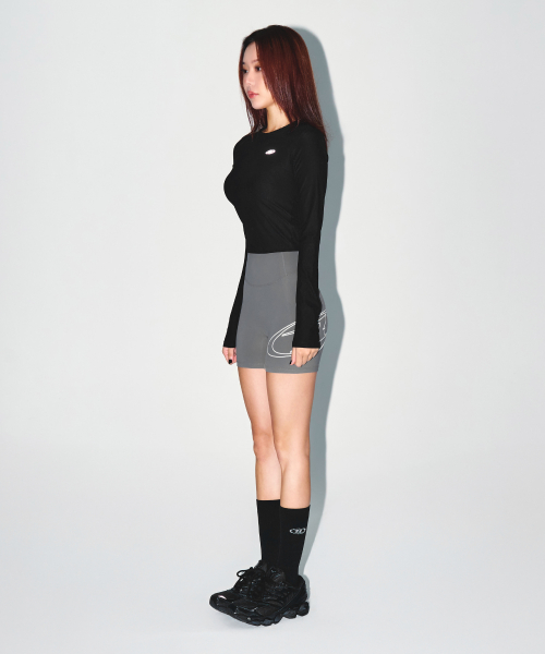 W FITNESS RIBBED LONG SLEEVE [BLACK]