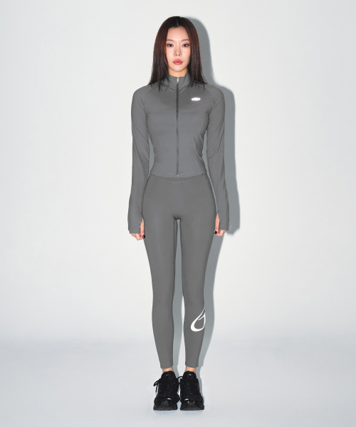 W COMPRESSION FULL ZIP UP JACKET [CHARCOAL]