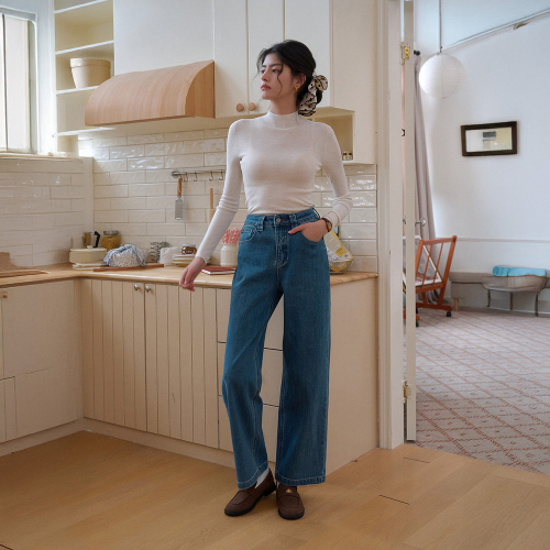 SR_Fit stretch wide-leg pants_2color