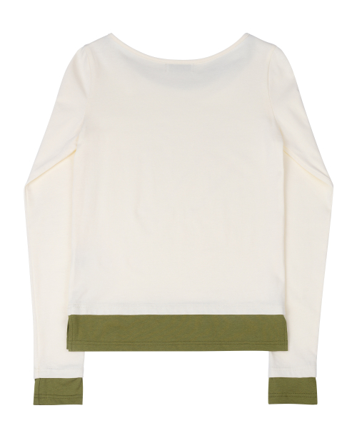 Цветной блок лонгслив с наслоением Beige