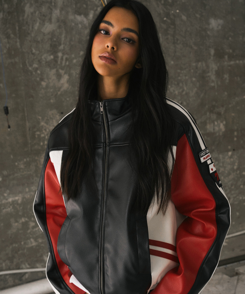 Leather Racing Jacket Red
