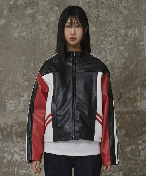 Leather Racing Jacket Red