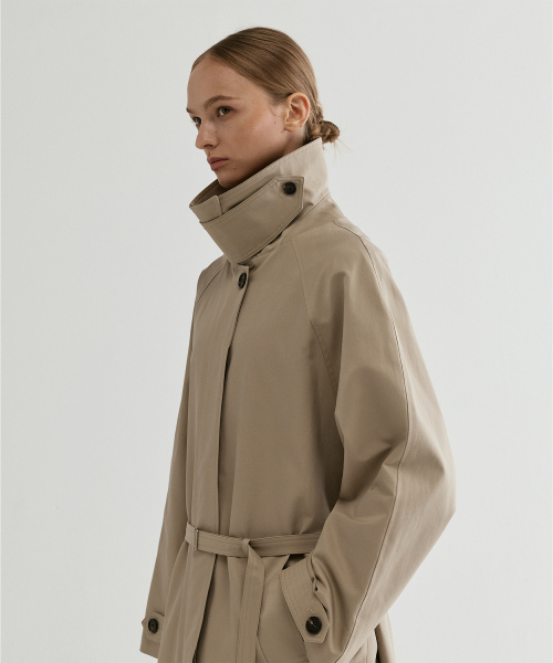 Belted Raglan Trench Coat Beige
