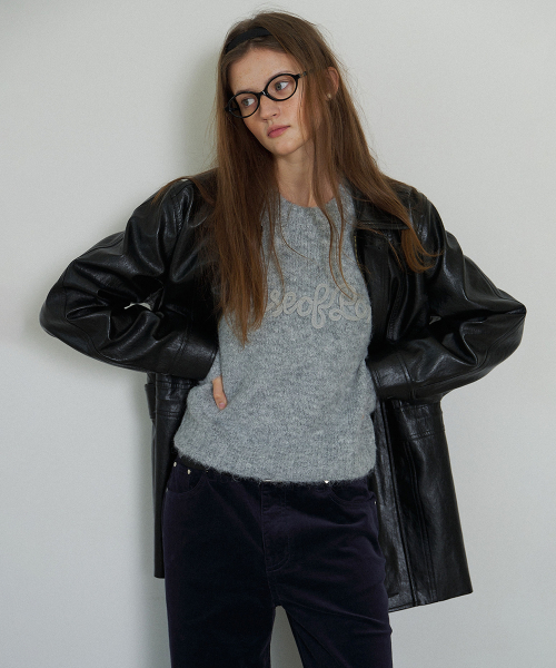 Leather Drawstring Half Jacket_Black
