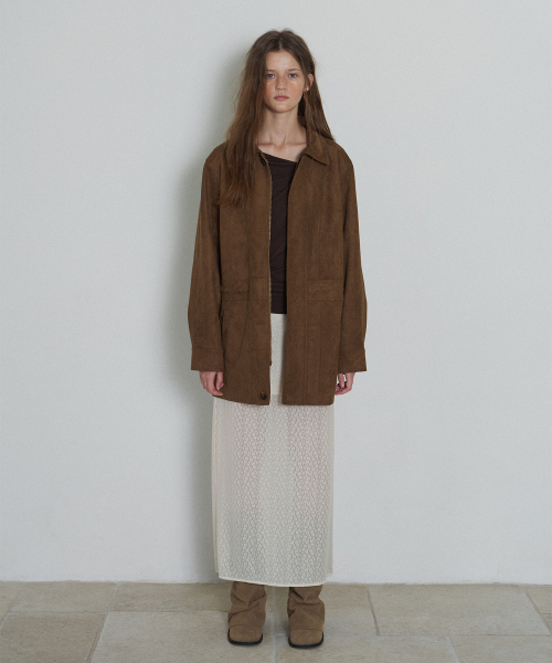 Suede Drawstring Half Jacket_Brown