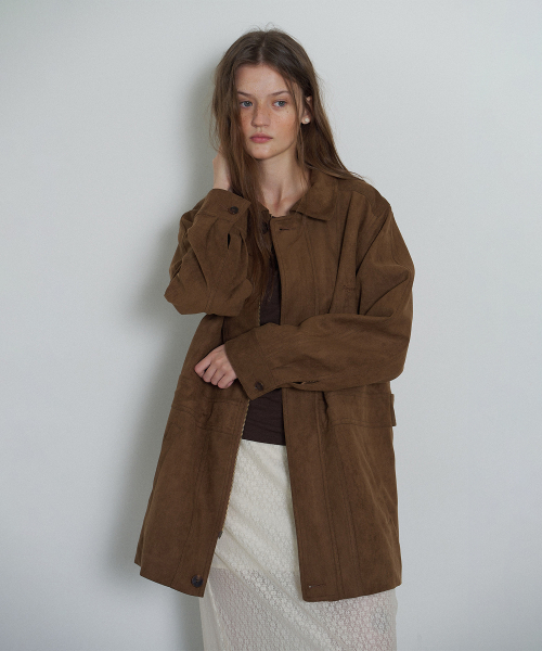 Suede Drawstring Half Jacket_Brown