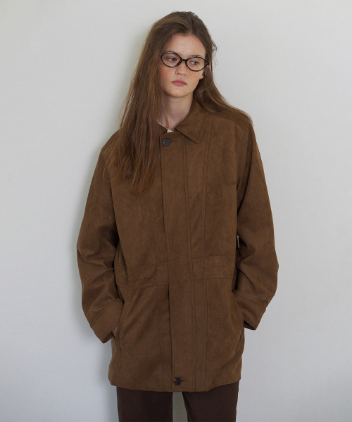 Suede Drawstring Half Jacket_Brown