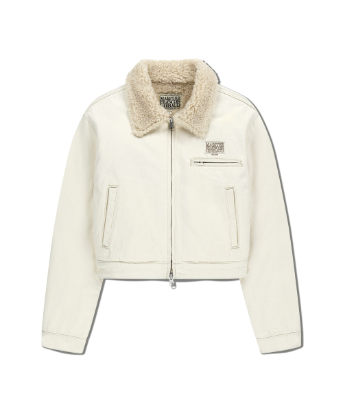 W CROP SHEARLING DENIM JACKET ecru