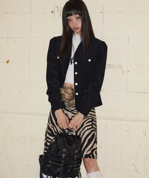 Corduroy Puff Jacket (BLACK)