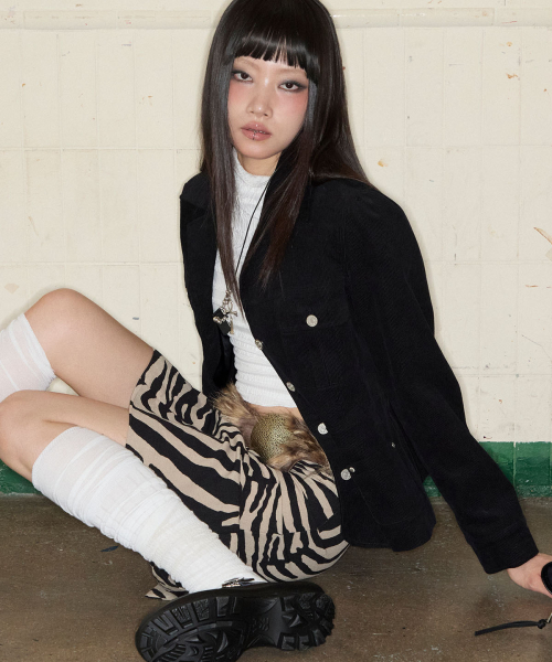 Corduroy Puff Jacket (BLACK)