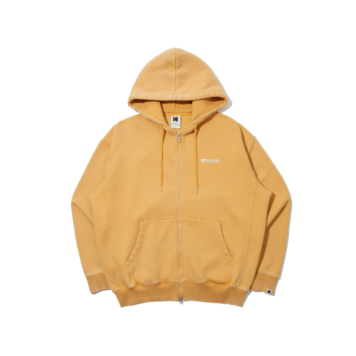 Утепленное худи на молнии с эффектом snow wash YELLOW