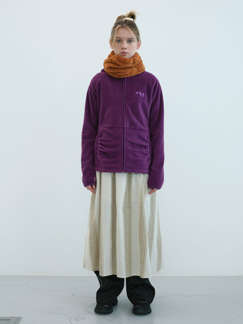 Флисовое худи на молнии с карманами и сборками (Purple)