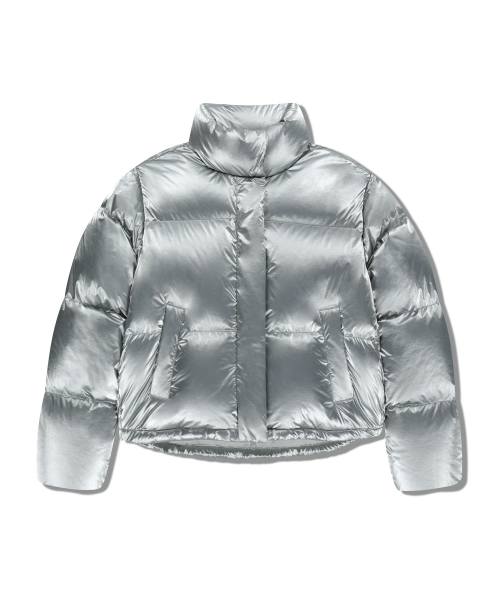 W GLOSSY CROP DOWN JACKET silver